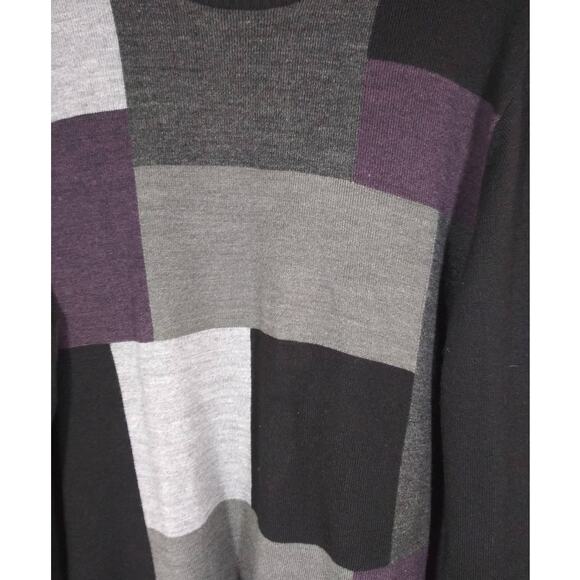 Dockers Black & Gray Color Block Patchwork Crew Neck Grandpa Sweater Sz Large - Picture 4 of 6